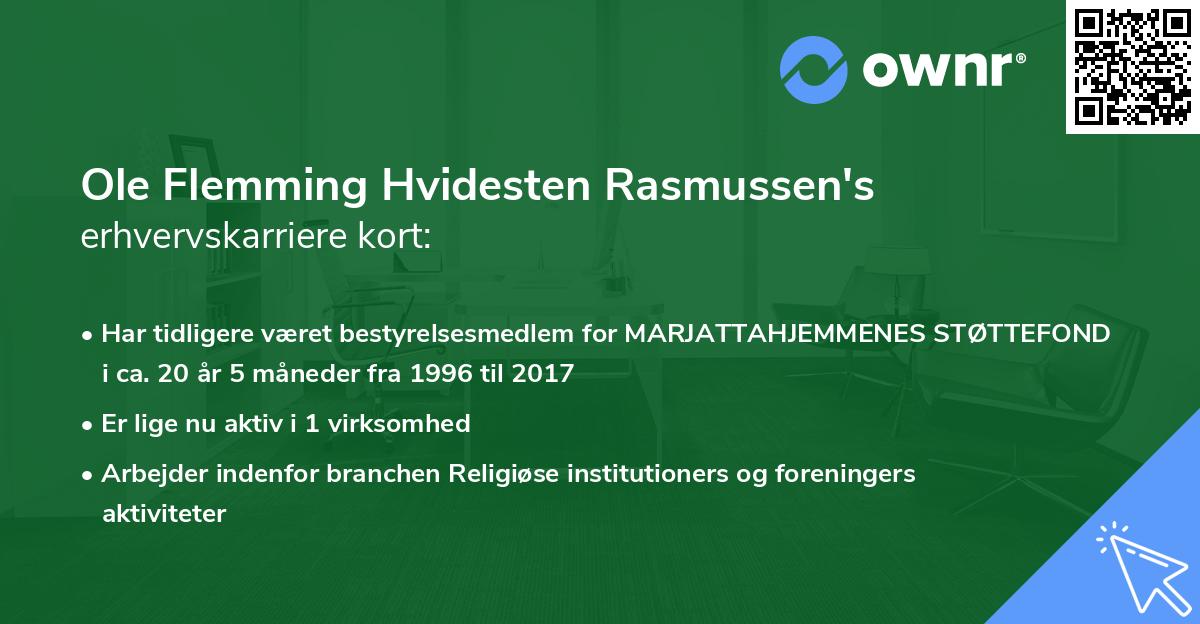 Ole Flemming Hvidesten Rasmussen's erhvervskarriere kort