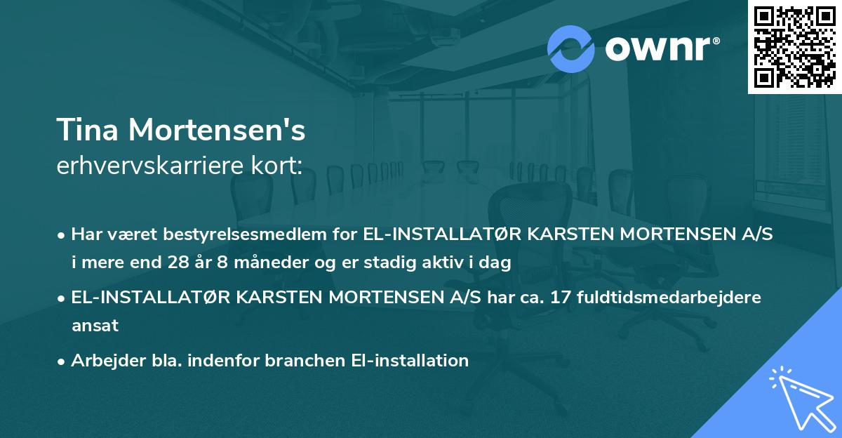 Tina Mortensen's erhvervskarriere kort