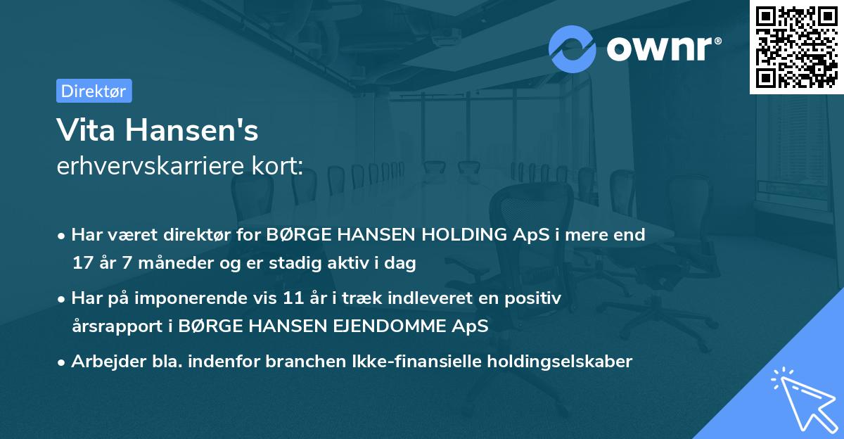 Vita Hansen's erhvervskarriere kort