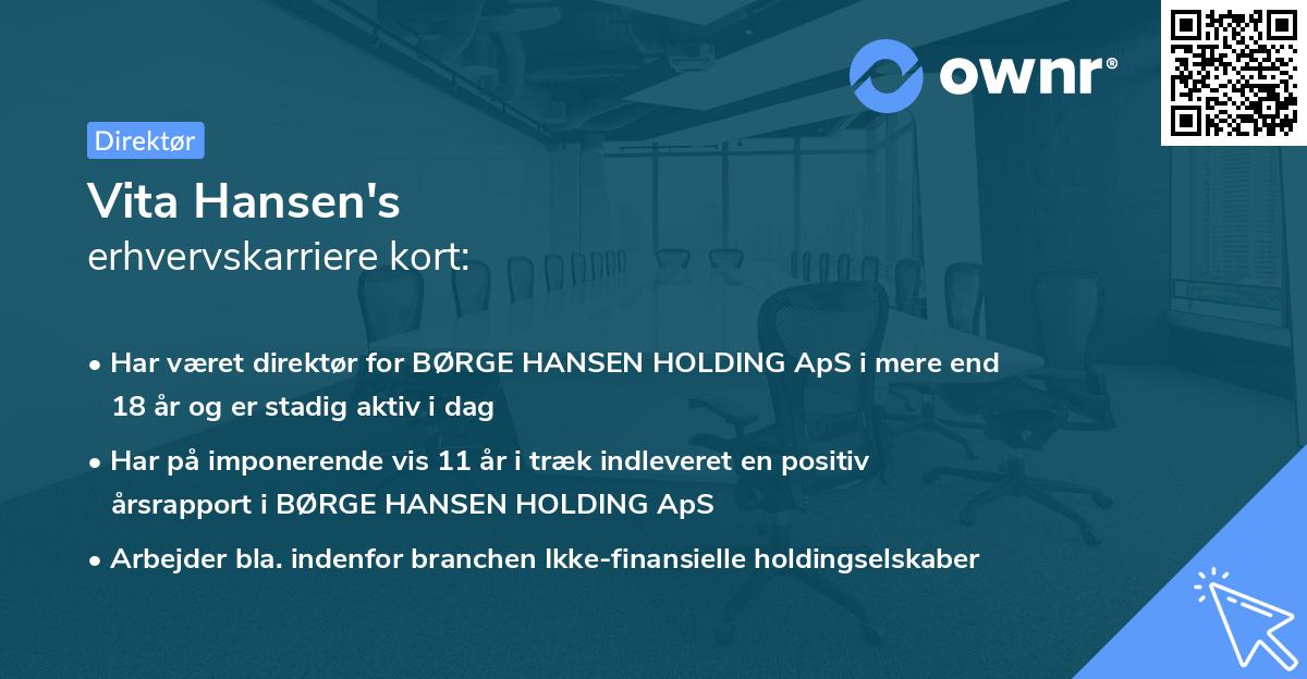 Vita Hansen's erhvervskarriere kort
