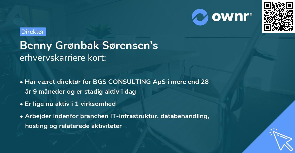 Benny Grønbak Sørensen's erhvervskarriere kort