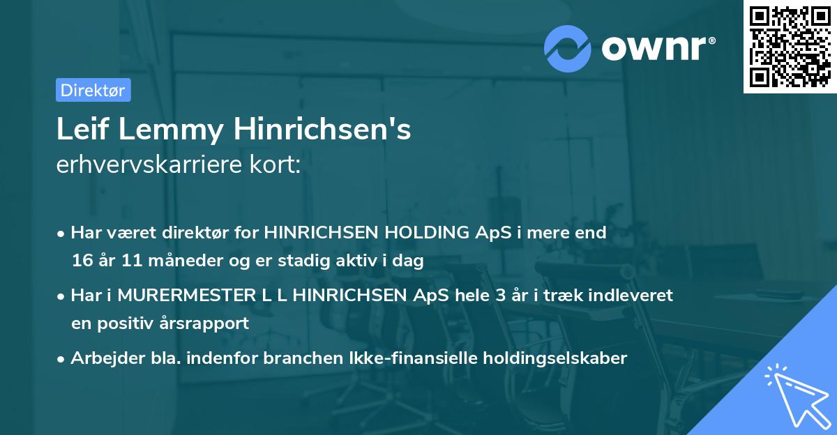 Leif Lemmy Hinrichsen's erhvervskarriere kort