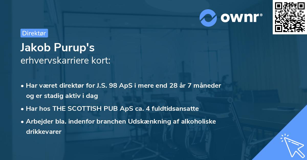 Jakob Purup's erhvervskarriere kort