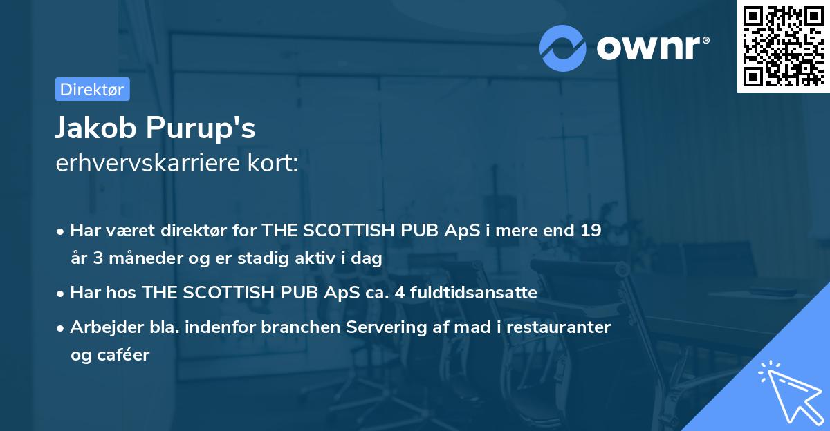 Jakob Purup's erhvervskarriere kort