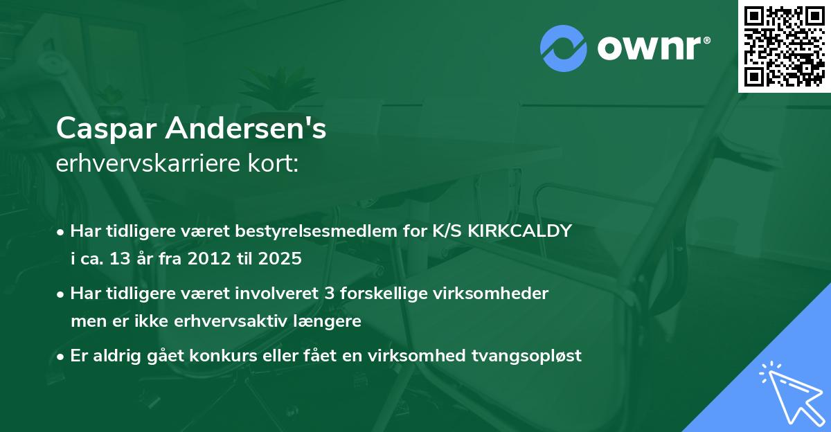 Caspar Andersen's erhvervskarriere kort