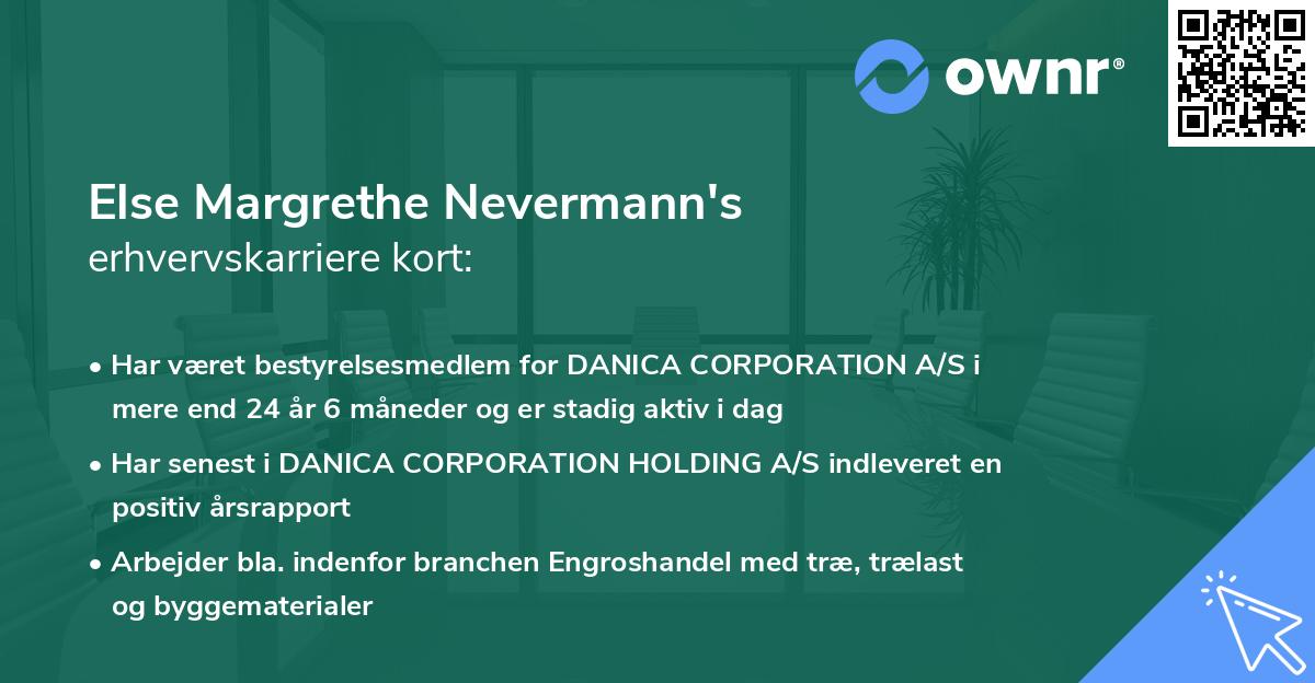 Else Margrethe Nevermann's erhvervskarriere kort