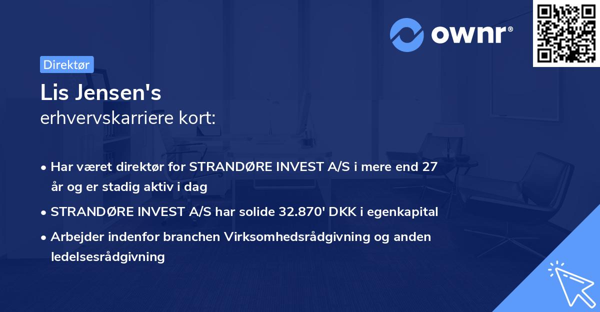 Lis Jensen's erhvervskarriere kort