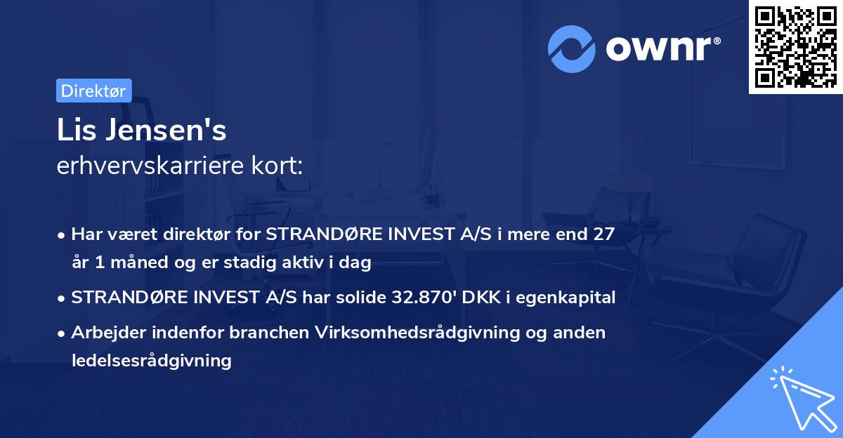 Lis Jensen's erhvervskarriere kort