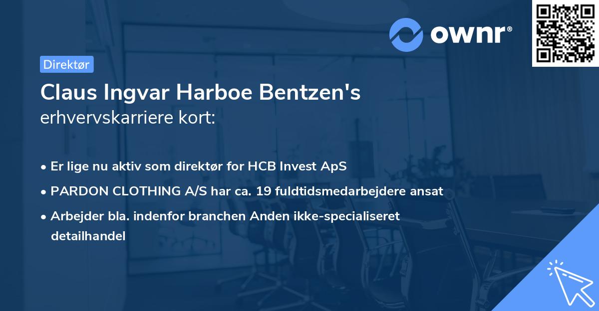 Claus Ingvar Harboe Bentzen's erhvervskarriere kort