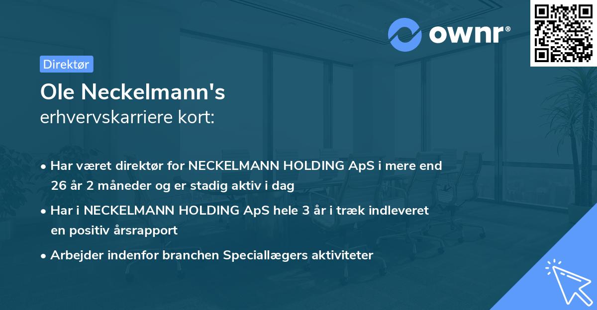 Ole Neckelmann's erhvervskarriere kort