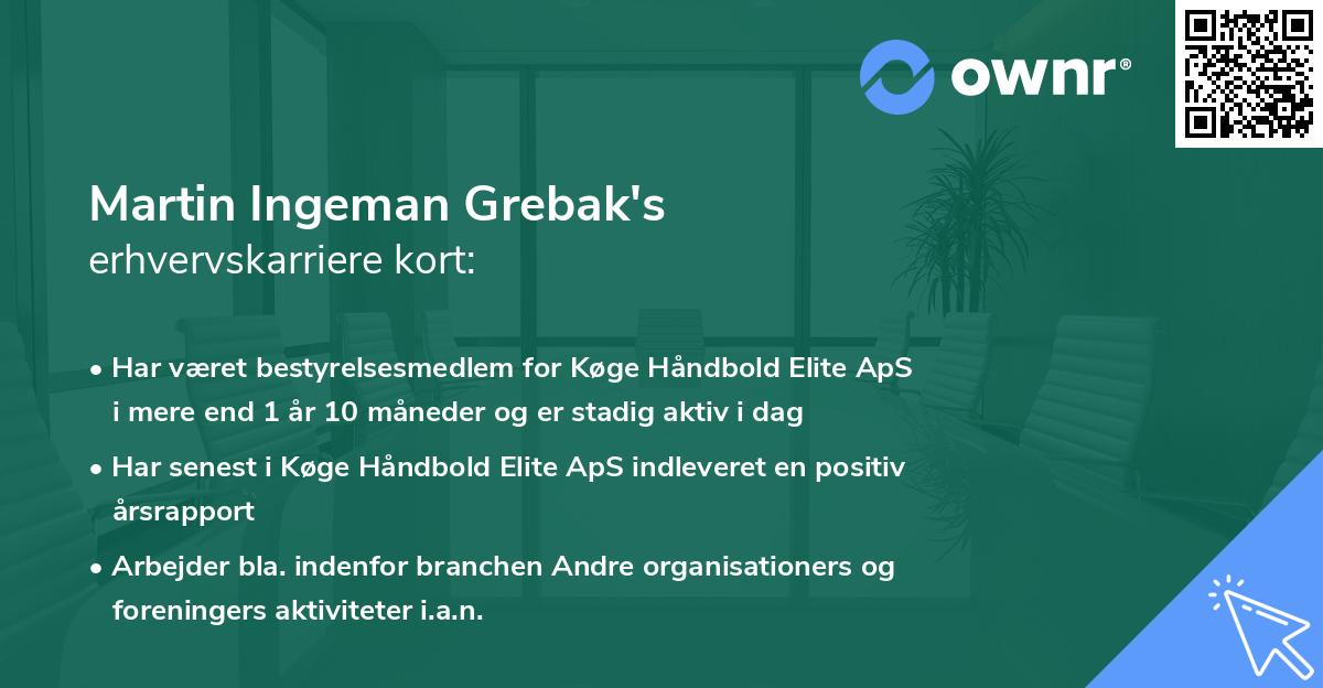 Martin Ingeman Grebak's erhvervskarriere kort