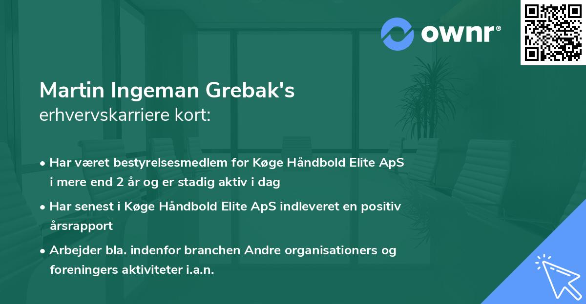 Martin Ingeman Grebak's erhvervskarriere kort