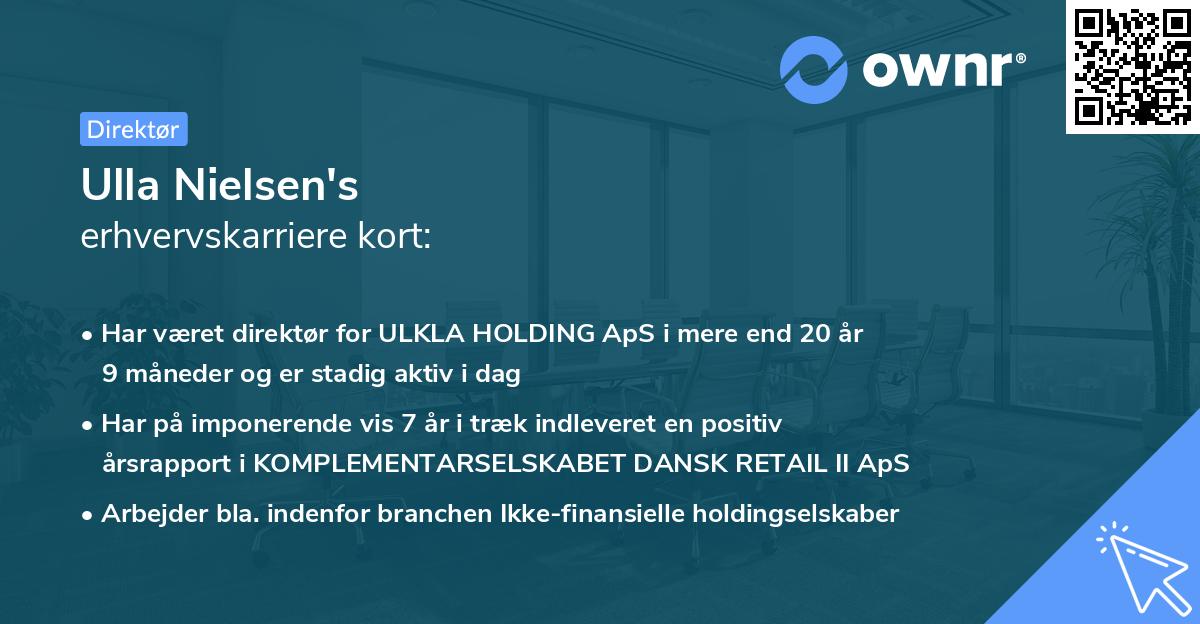 Ulla Nielsen's erhvervskarriere kort