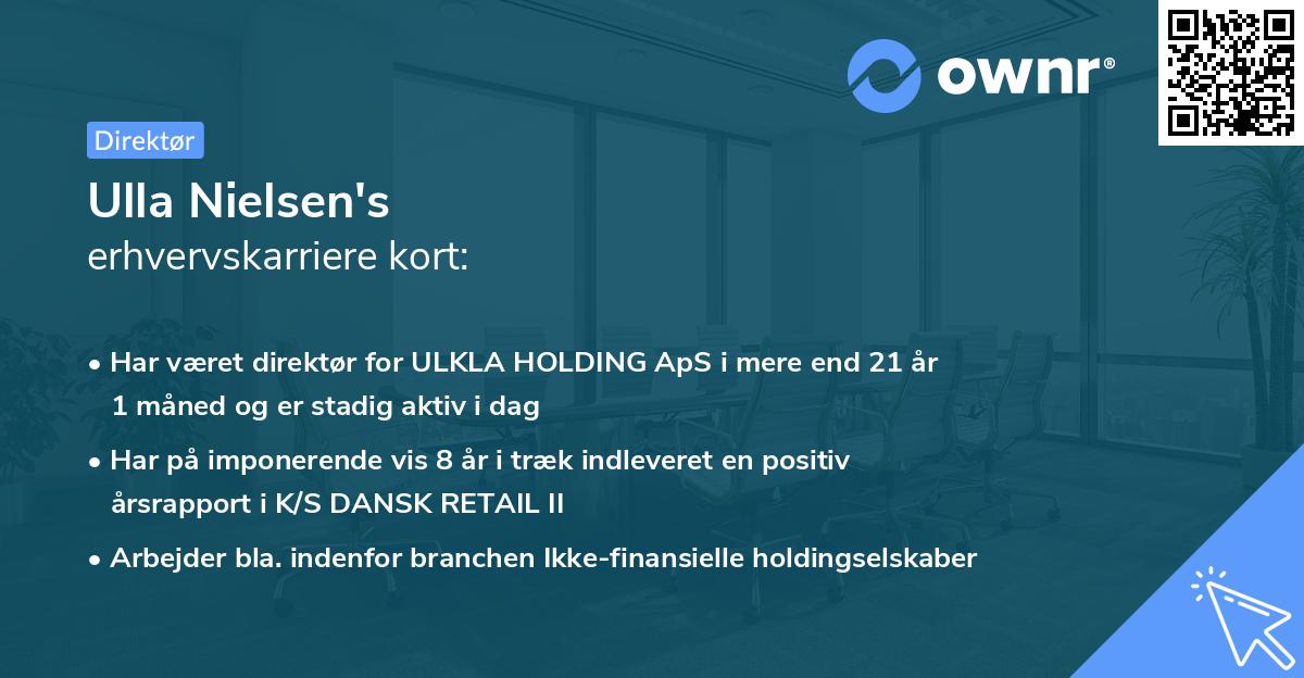 Ulla Nielsen's erhvervskarriere kort