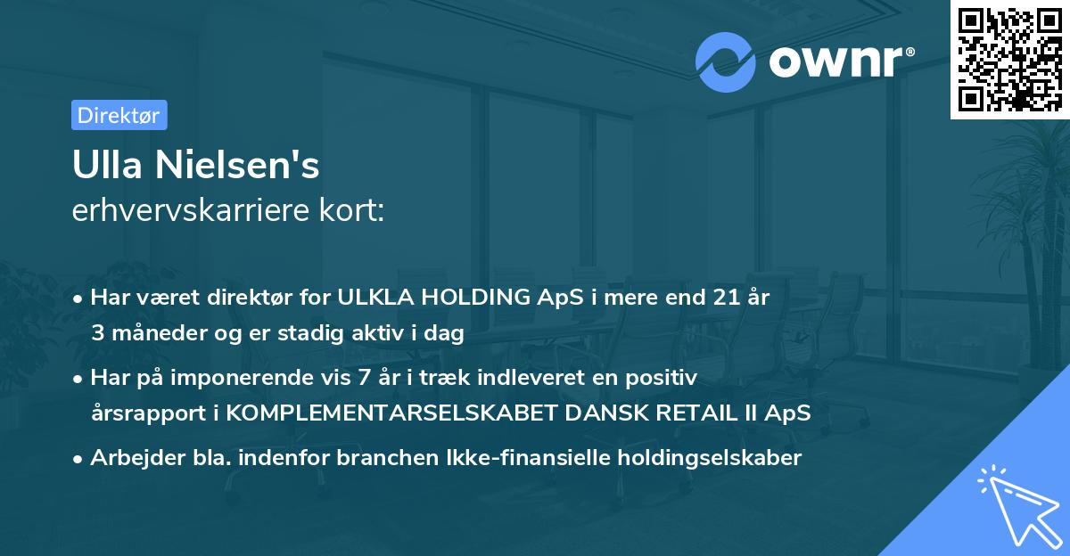 Ulla Nielsen's erhvervskarriere kort