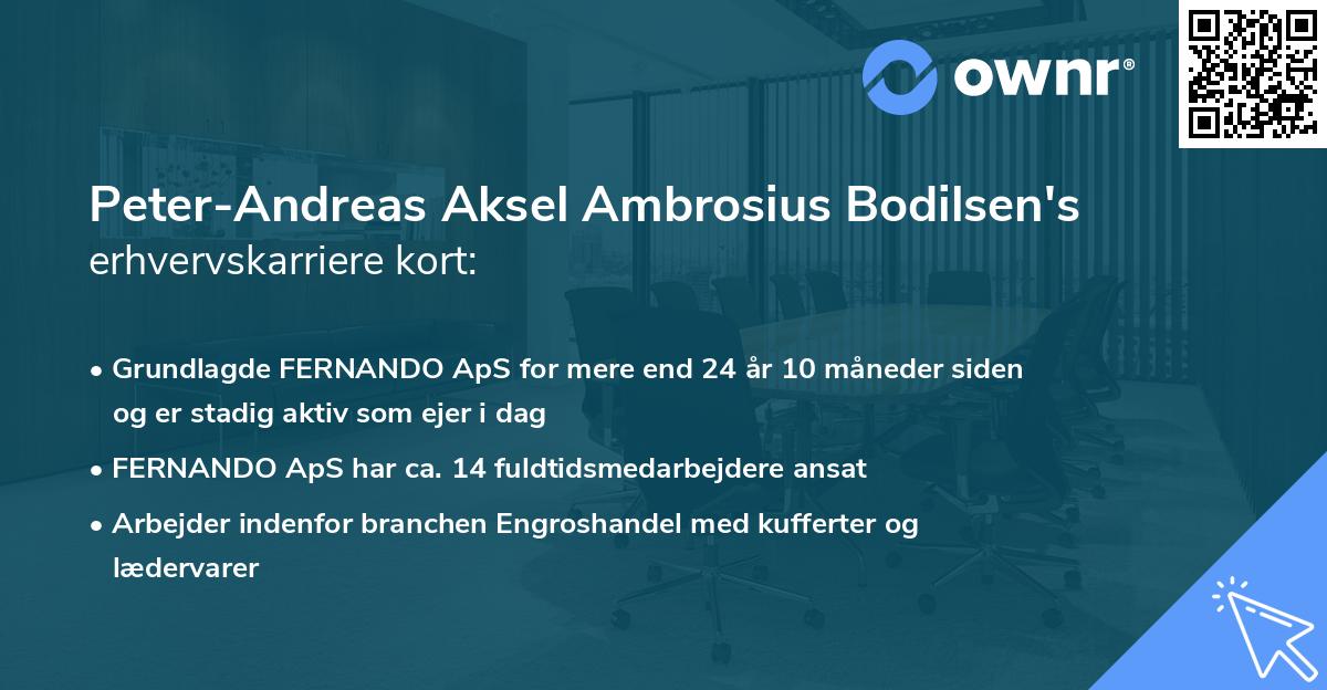 Peter-Andreas Aksel Ambrosius Bodilsen's erhvervskarriere kort