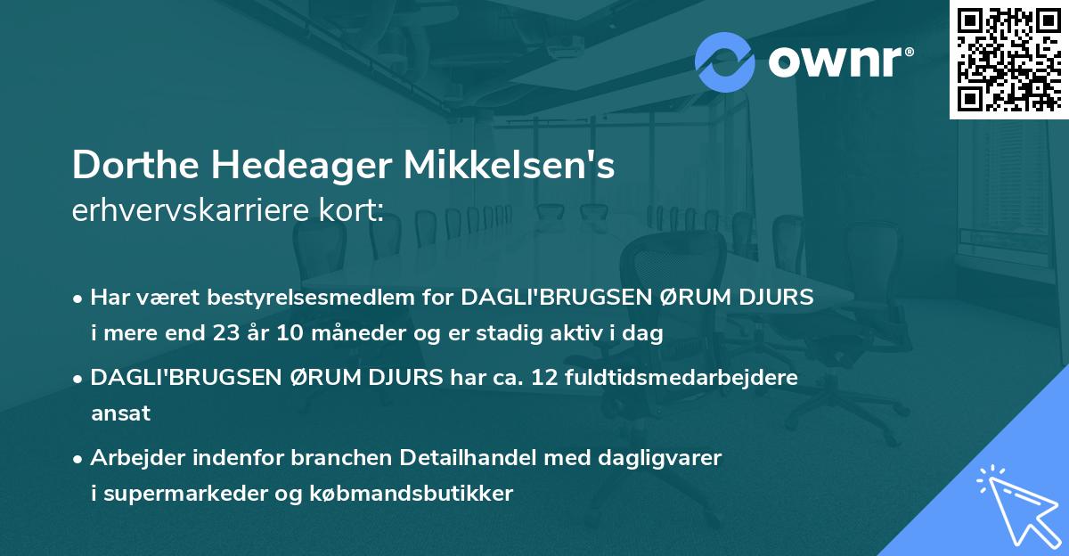 Dorthe Hedeager Mikkelsen's erhvervskarriere kort