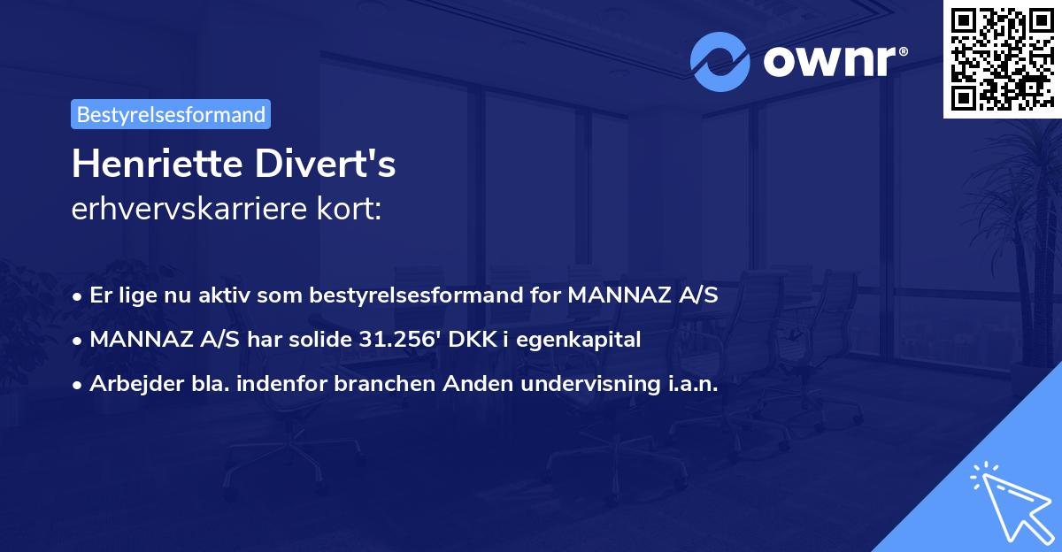 Henriette Divert's erhvervskarriere kort