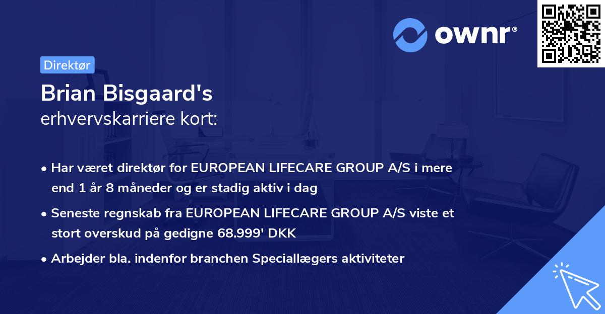 Brian Bisgaard's erhvervskarriere kort