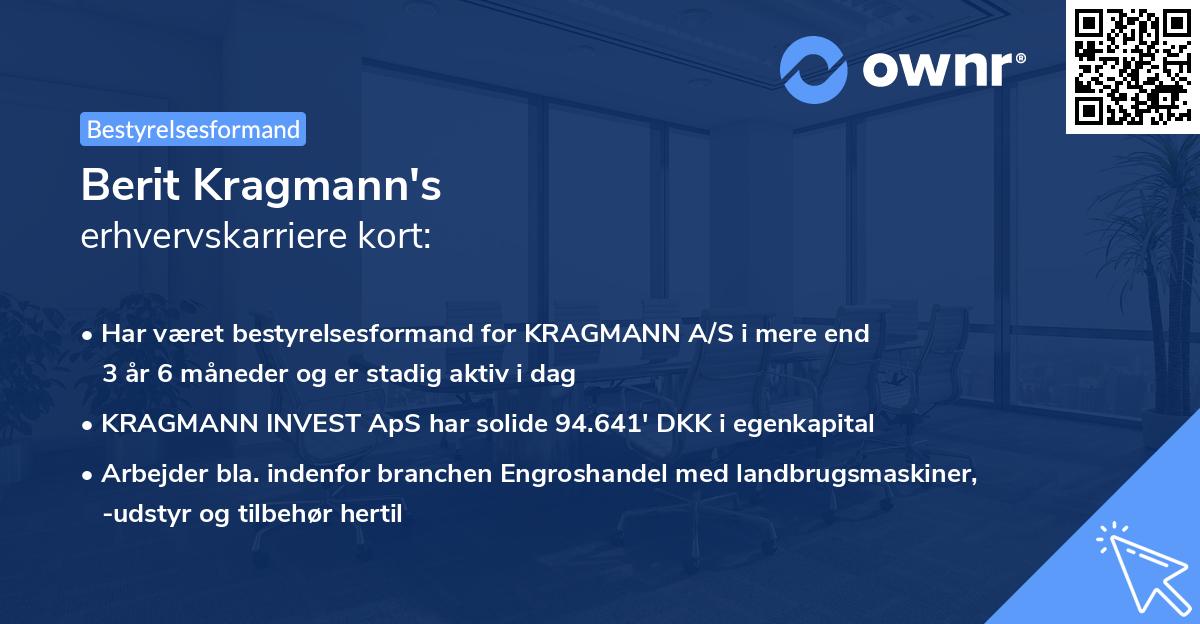 Berit Kragmann's erhvervskarriere kort
