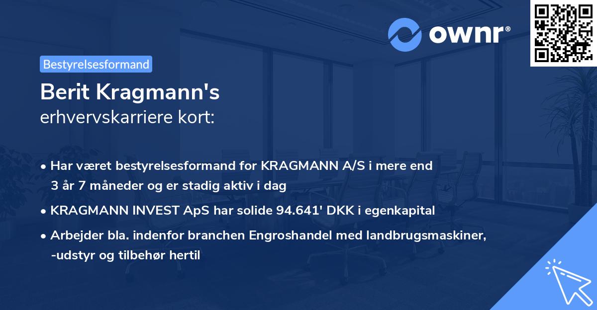 Berit Kragmann's erhvervskarriere kort