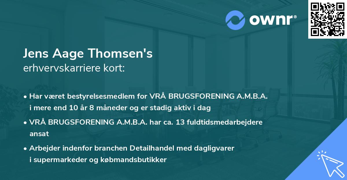 Jens Aage Thomsen's erhvervskarriere kort