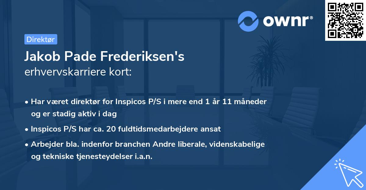 Jakob Pade Frederiksen's erhvervskarriere kort