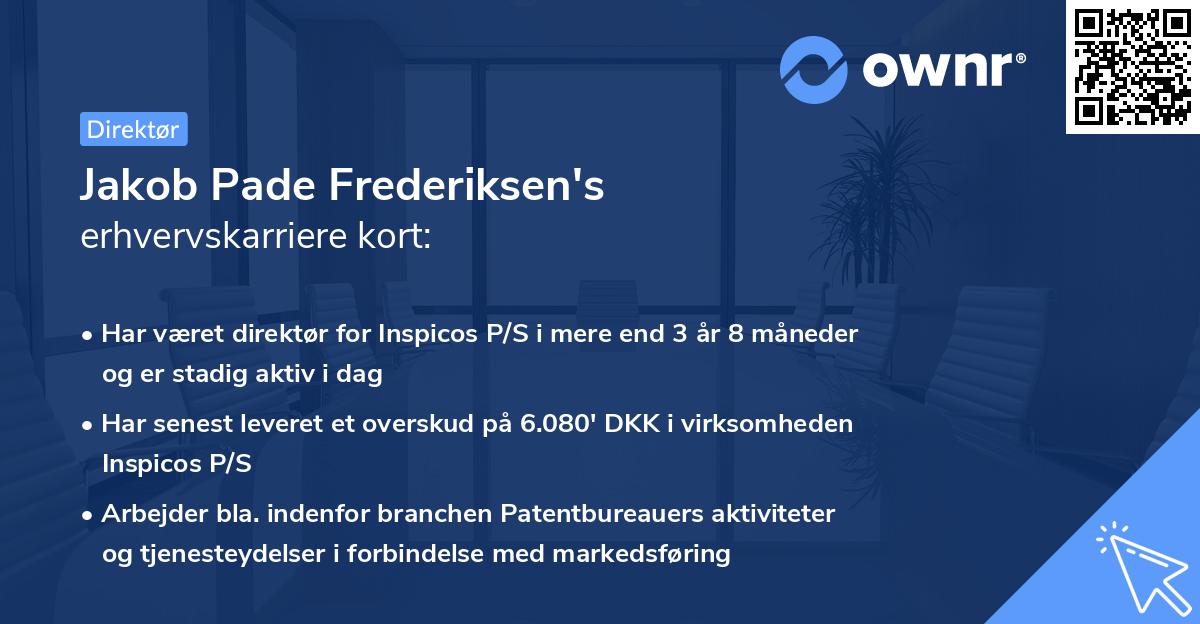 Jakob Pade Frederiksen's erhvervskarriere kort
