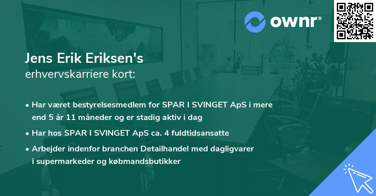 Jens Erik Eriksen's erhvervskarriere kort