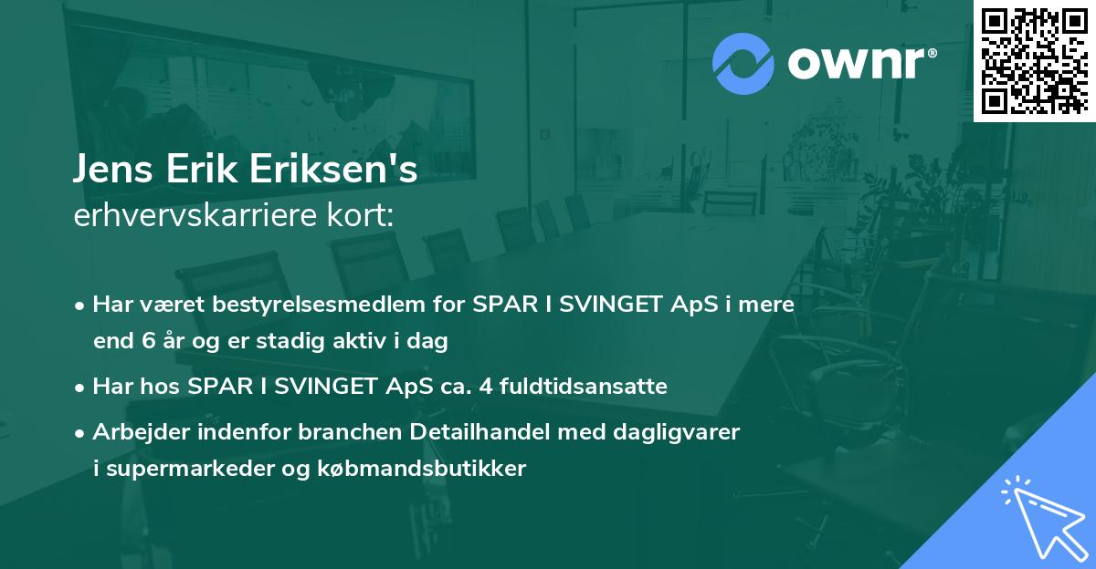 Jens Erik Eriksen's erhvervskarriere kort