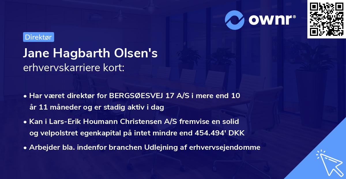 Jane Hagbarth Olsen's erhvervskarriere kort