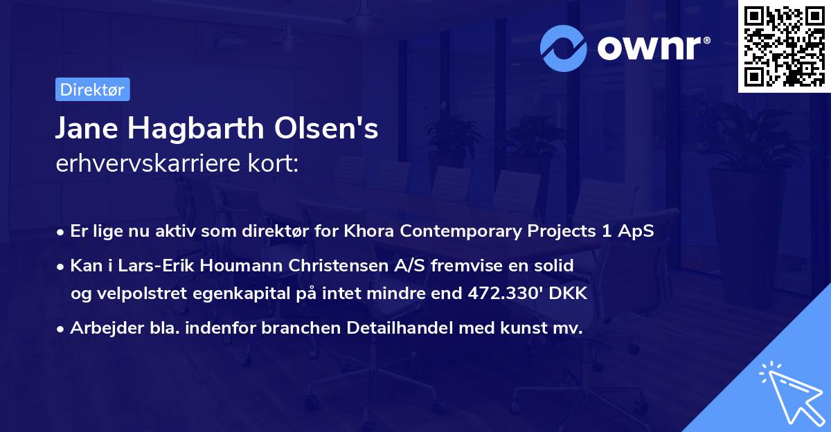 Jane Hagbarth Olsen's erhvervskarriere kort