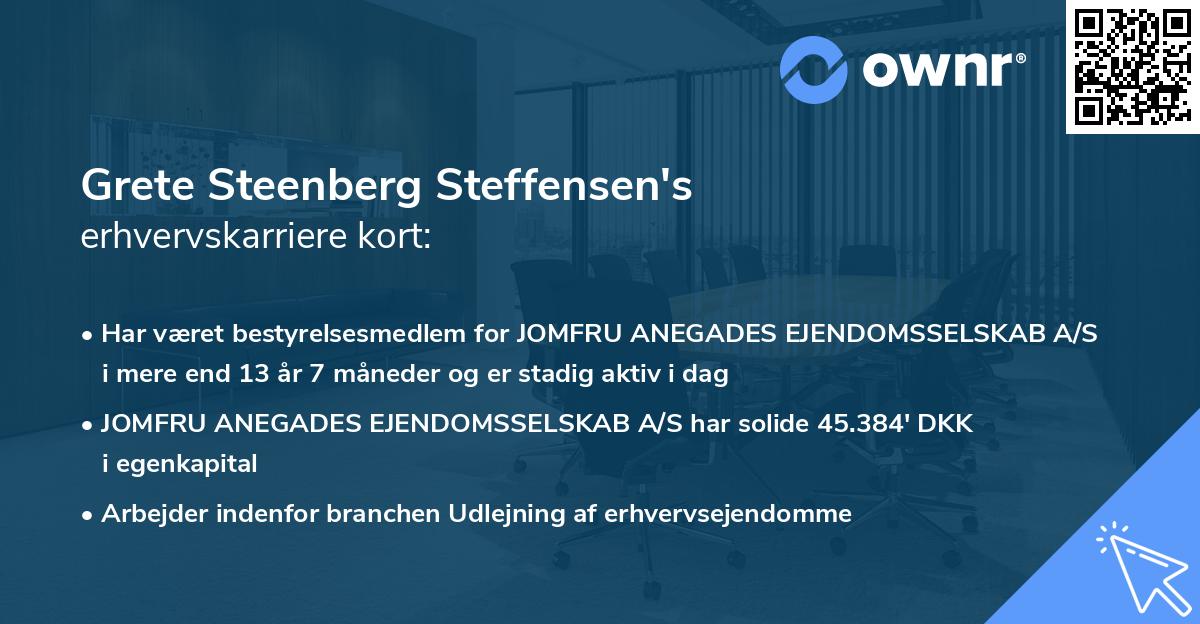 Grete Steenberg Steffensen's erhvervskarriere kort