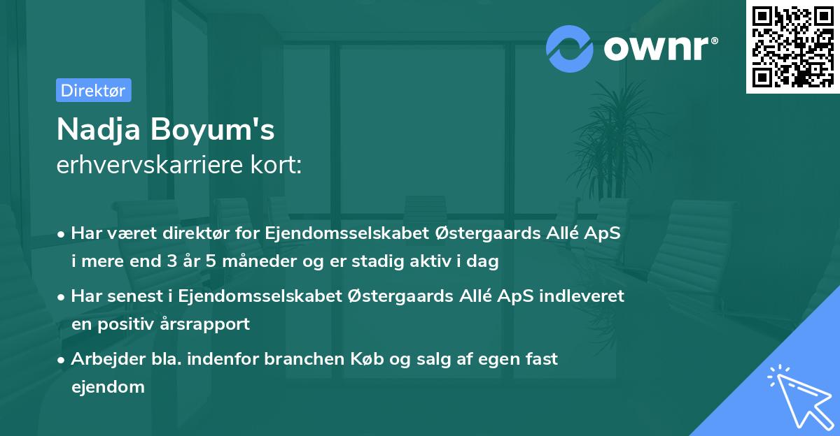 Nadja Boyum's erhvervskarriere kort