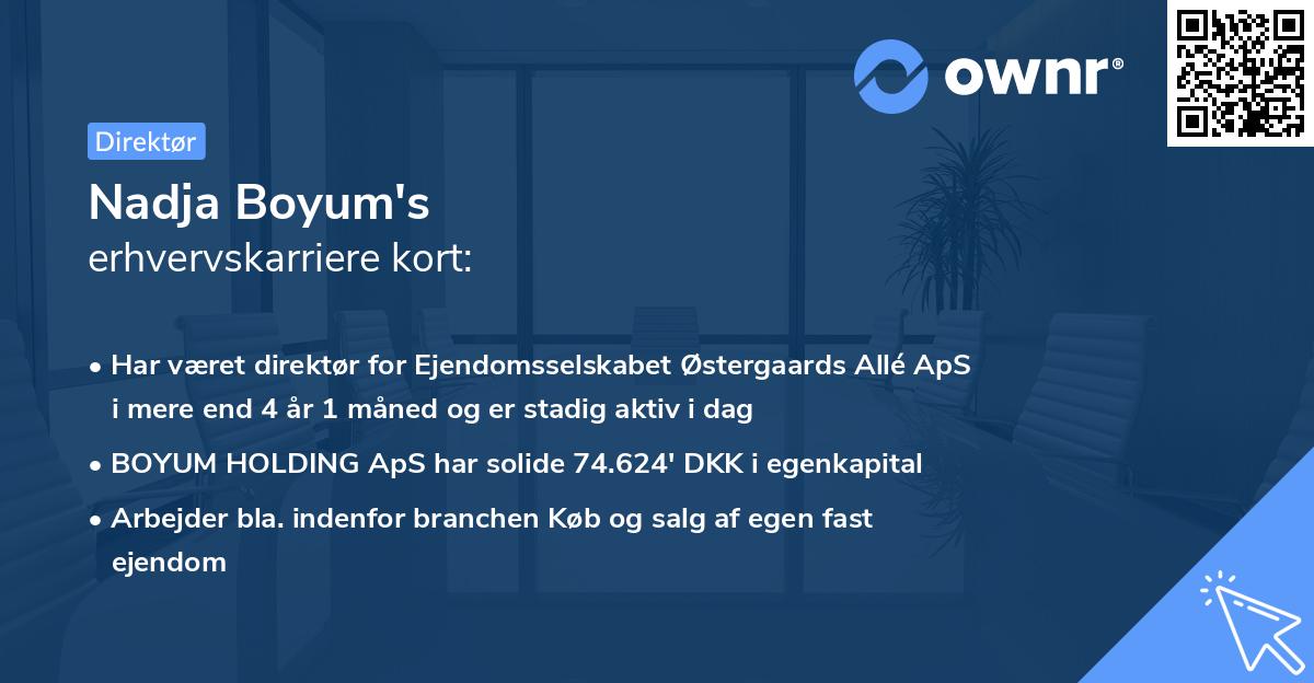 Nadja Boyum's erhvervskarriere kort