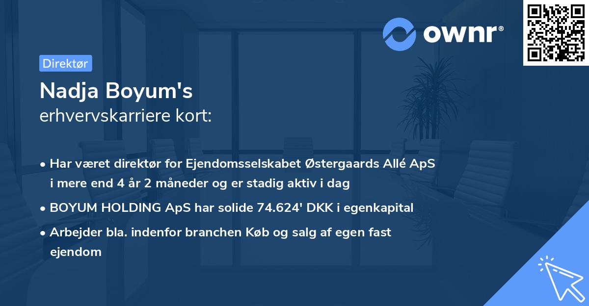 Nadja Boyum's erhvervskarriere kort