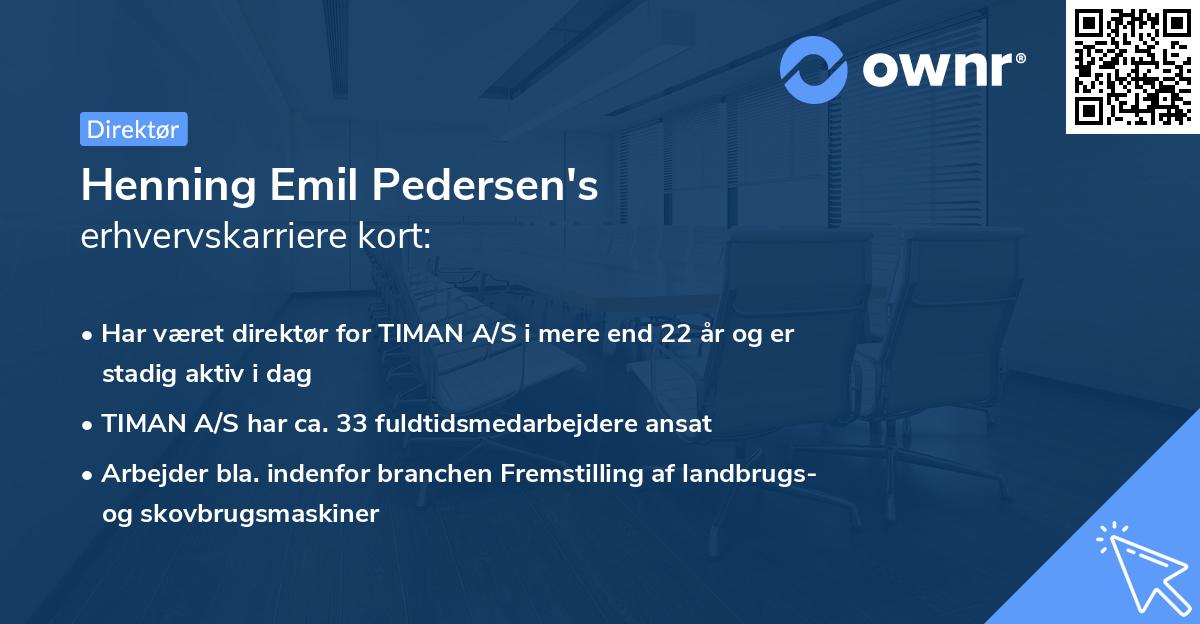 Henning Emil Pedersen's erhvervskarriere kort