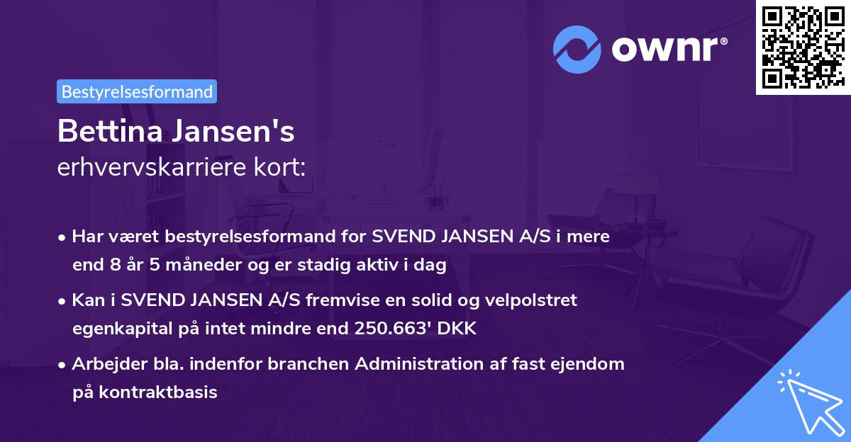 Bettina Jansen's erhvervskarriere kort