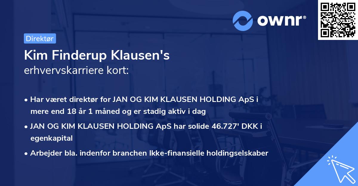 Kim Finderup Klausen's erhvervskarriere kort