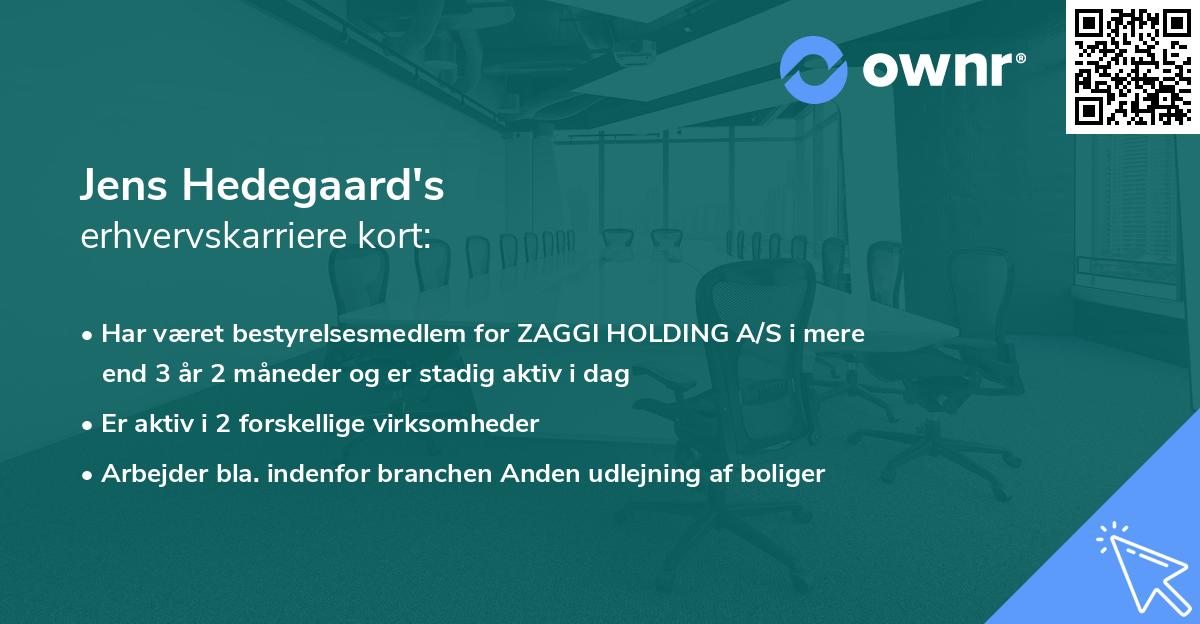 Jens Hedegaard's erhvervskarriere kort