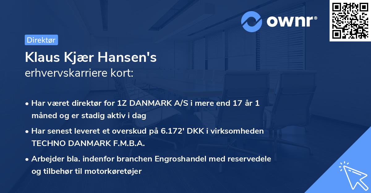 Klaus Kjær Hansen's erhvervskarriere kort
