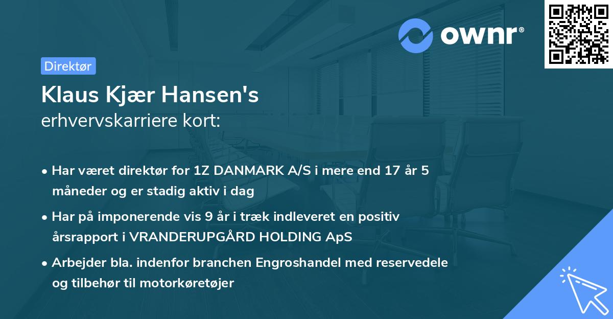Klaus Kjær Hansen's erhvervskarriere kort