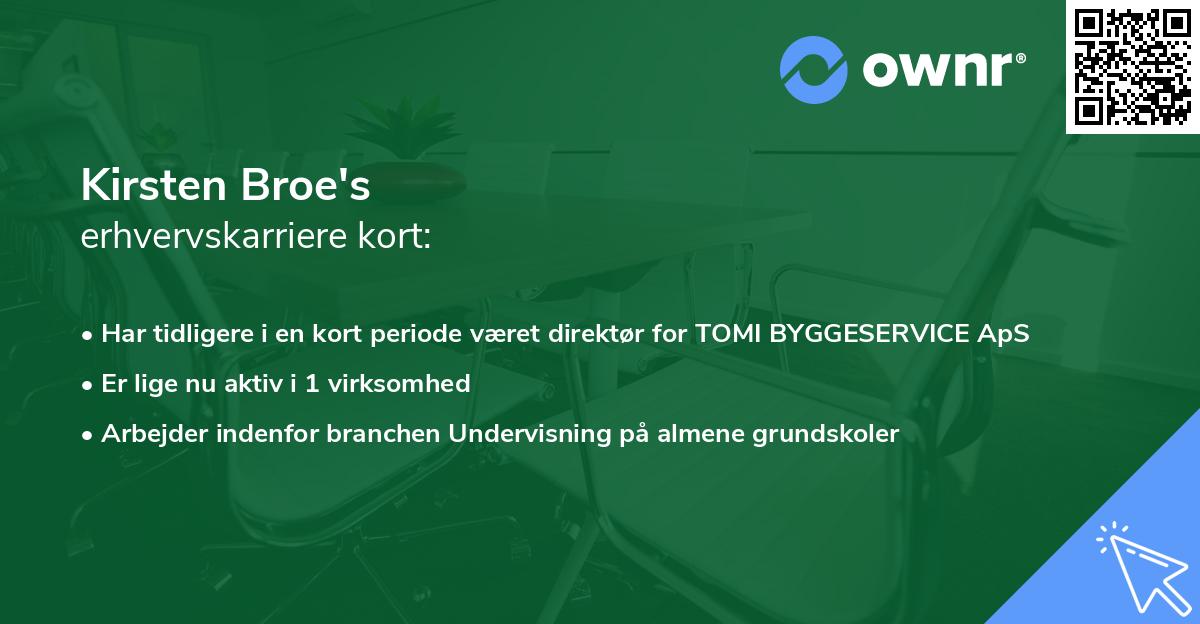 Kirsten Broe's erhvervskarriere kort