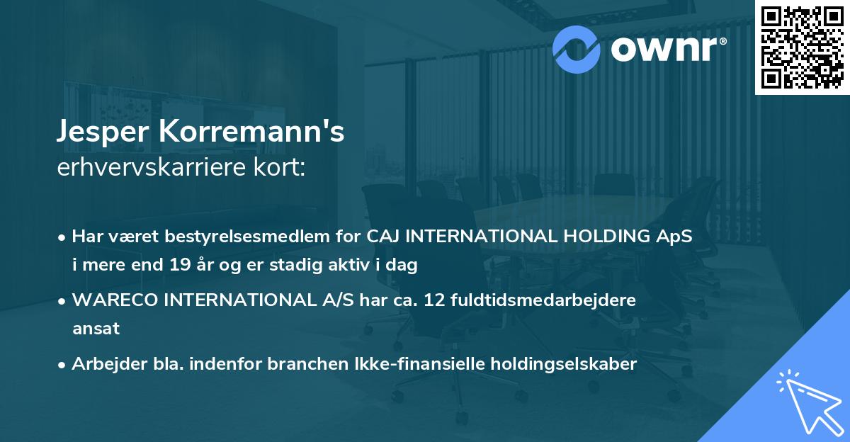 Jesper Korremann's erhvervskarriere kort