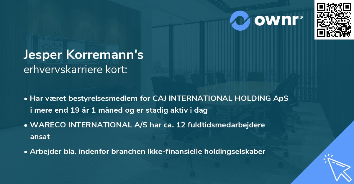 Jesper Korremann's erhvervskarriere kort