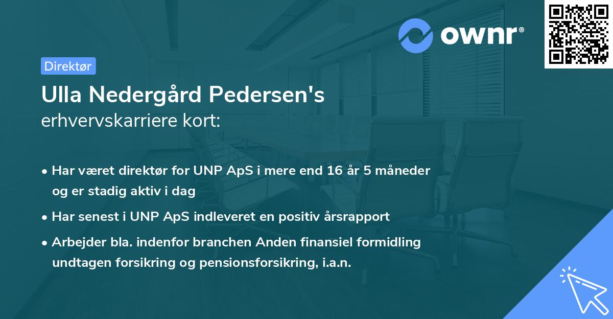 Ulla Nedergård Pedersen's erhvervskarriere kort