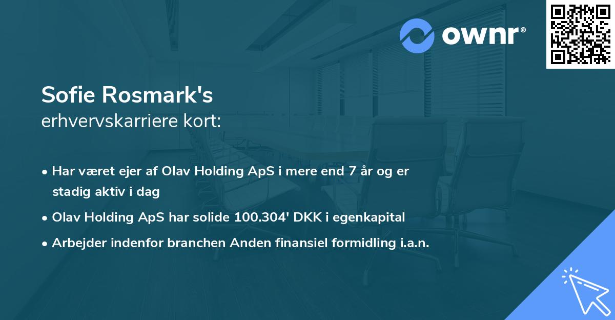 Sofie Rosmark's erhvervskarriere kort