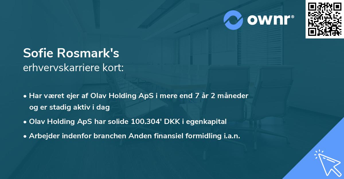Sofie Rosmark's erhvervskarriere kort