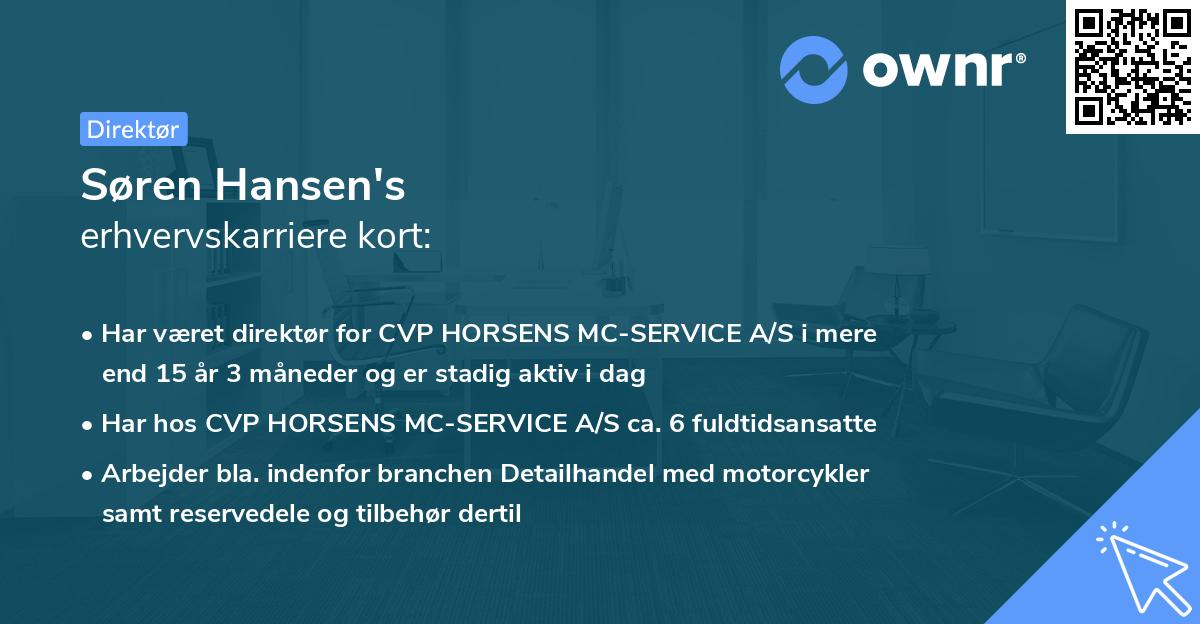 Søren Hansen's erhvervskarriere kort
