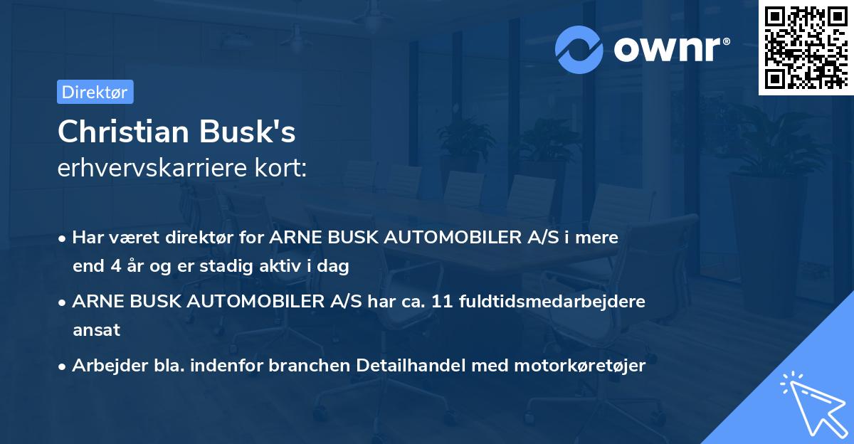 Christian Busk's erhvervskarriere kort